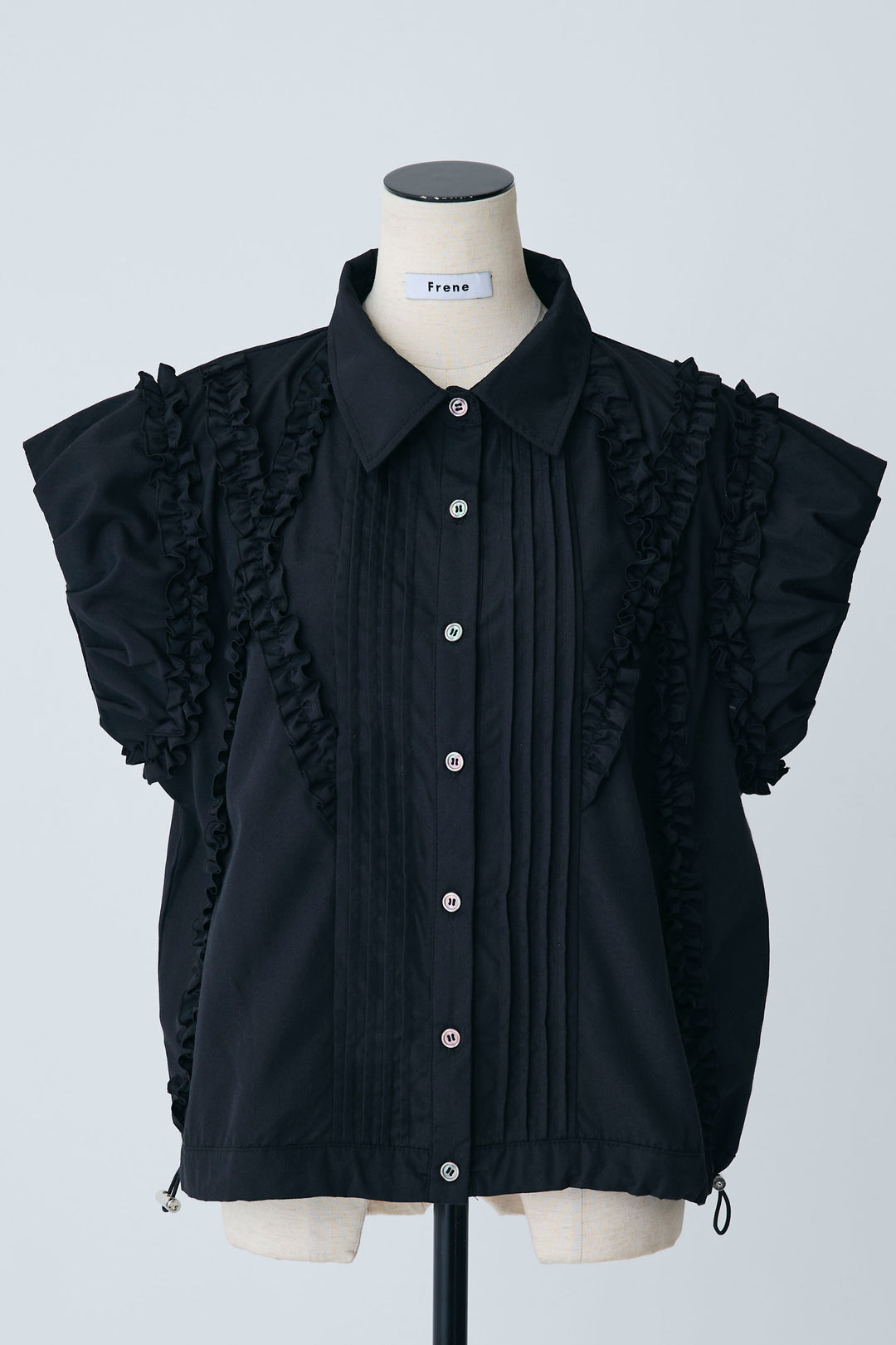 [予約]ミックスフリルピンタックサイドドロストブラウス