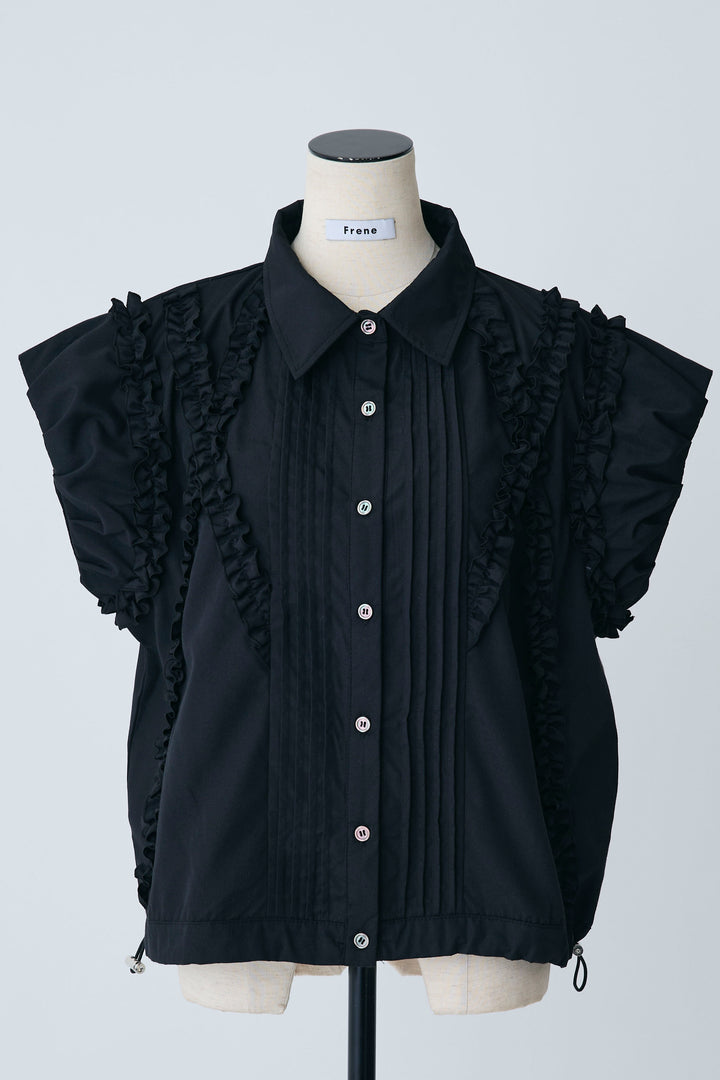 [予約]ミックスフリルピンタックサイドドロストブラウス