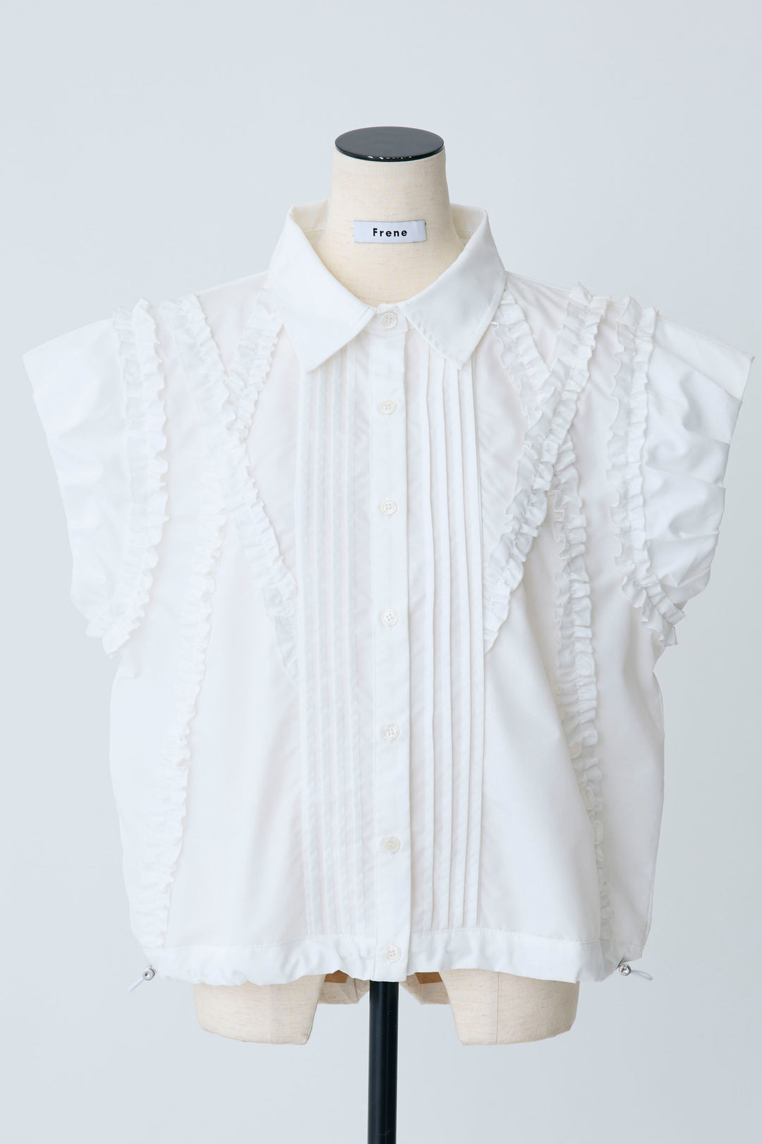 [予約]ミックスフリルピンタックサイドドロストブラウス