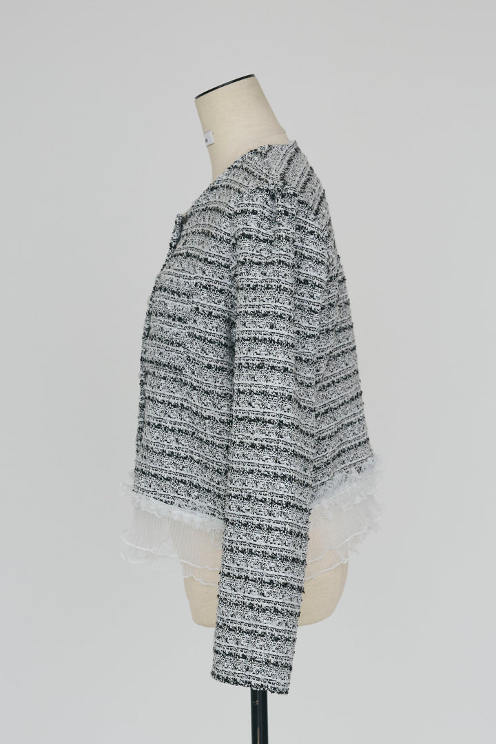 [予約]プリーツフリルヘムライトツイードジャケット