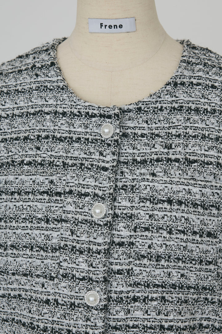 [予約]プリーツフリルヘムライトツイードジャケット