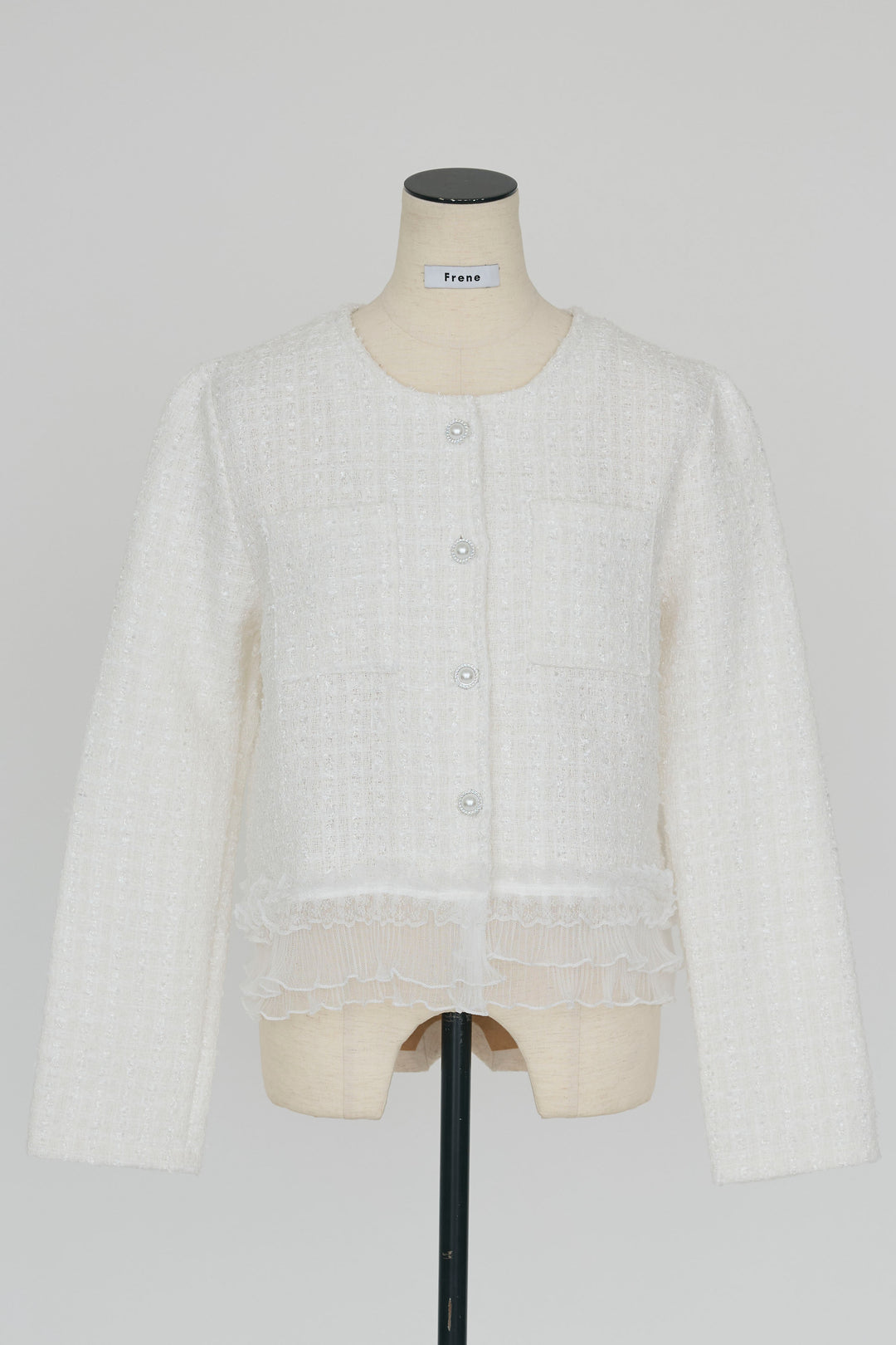 [予約]プリーツフリルヘムライトツイードジャケット