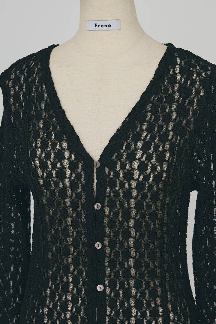 [予約]カットレースフラワーVネックカーデ