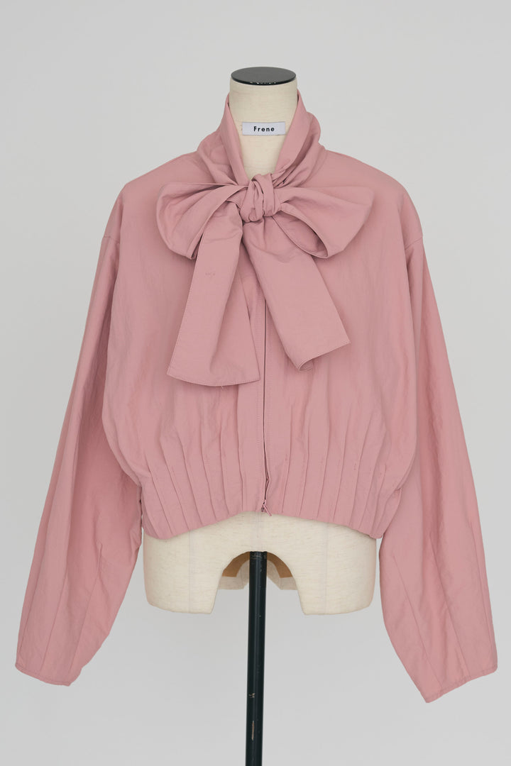 [予約]フロントファスナーヘムタックボウタイブラウス