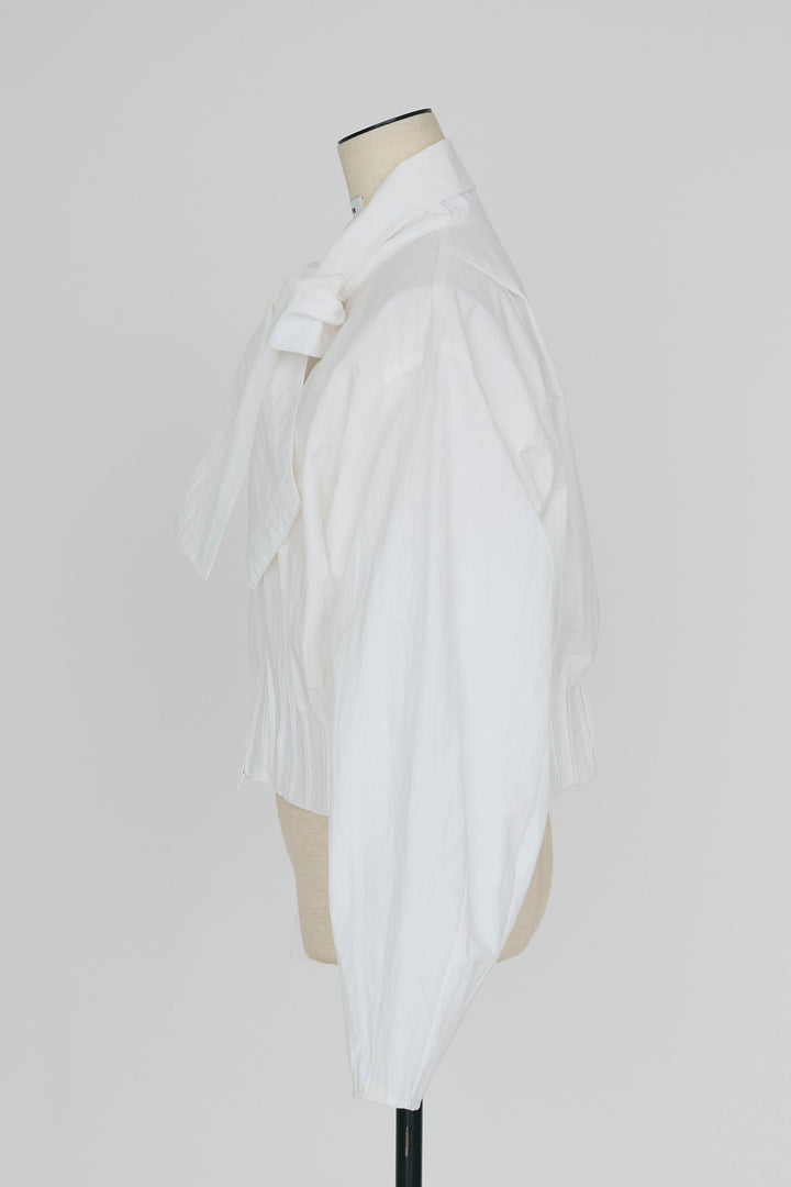 [予約]フロントファスナーヘムタックボウタイブラウス