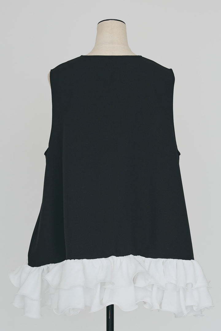 [予約]異素材フリルヘムVネックチュニック