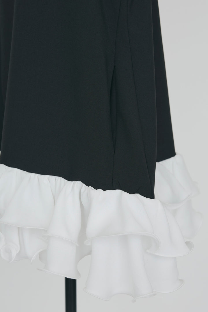 [予約]異素材フリルヘムVネックチュニック