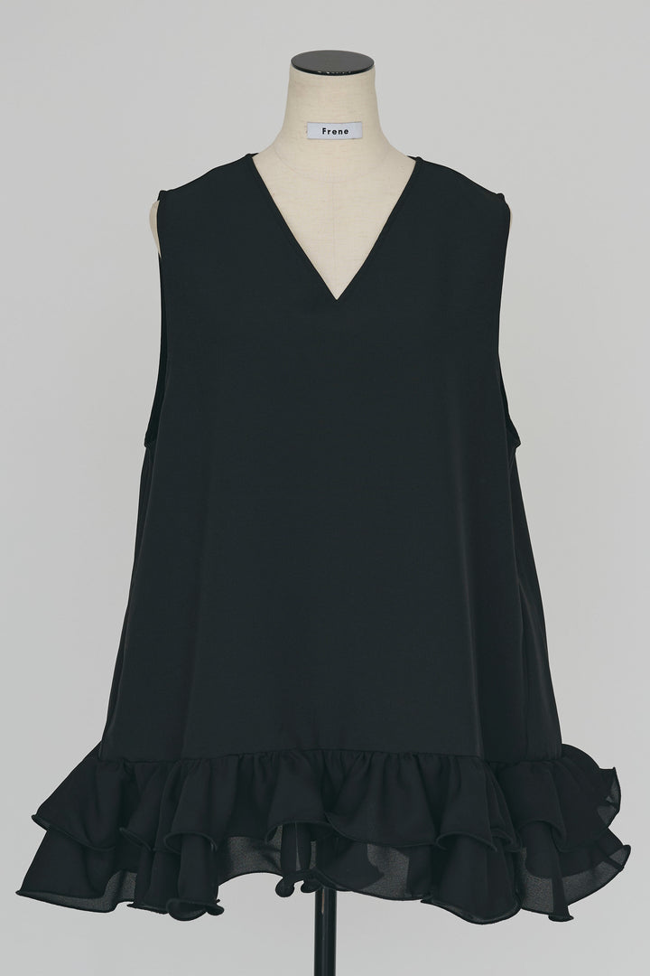 [予約]異素材フリルヘムVネックチュニック