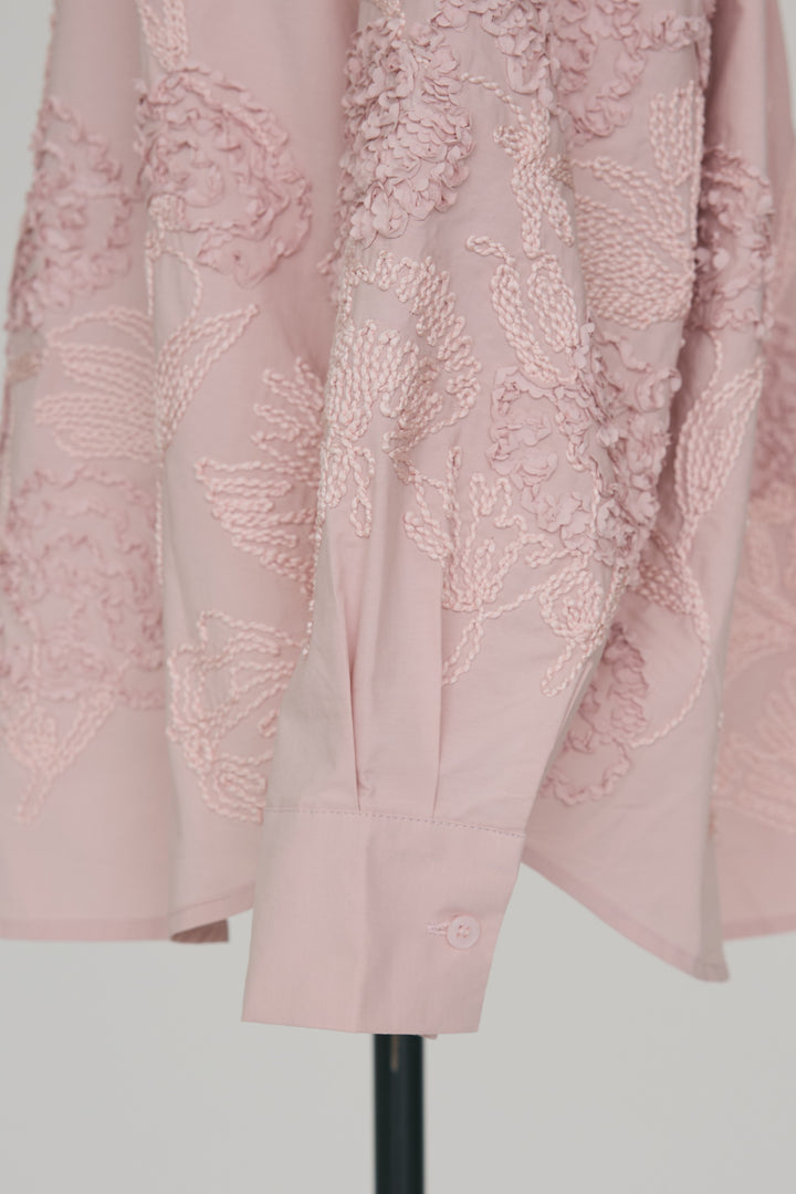 [予約]フラワー刺繍モチーフオーバーシャツ