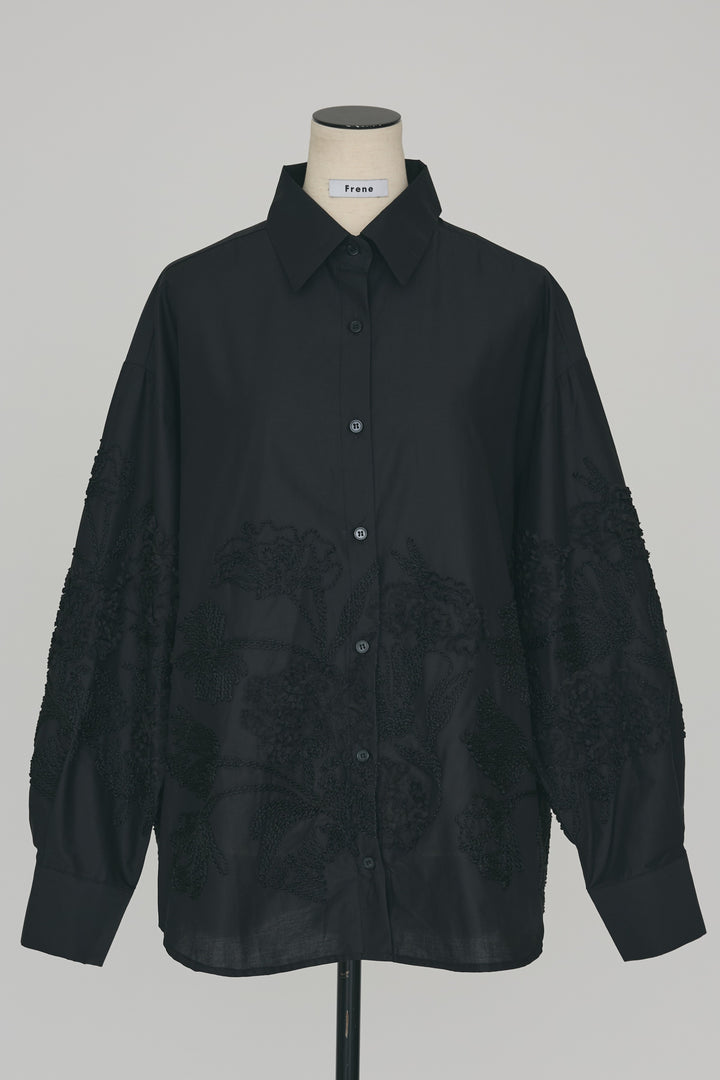 [予約]フラワー刺繍モチーフオーバーシャツ