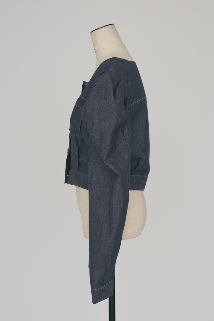 [予約]ステッチパフスリーブクロップドジャケット