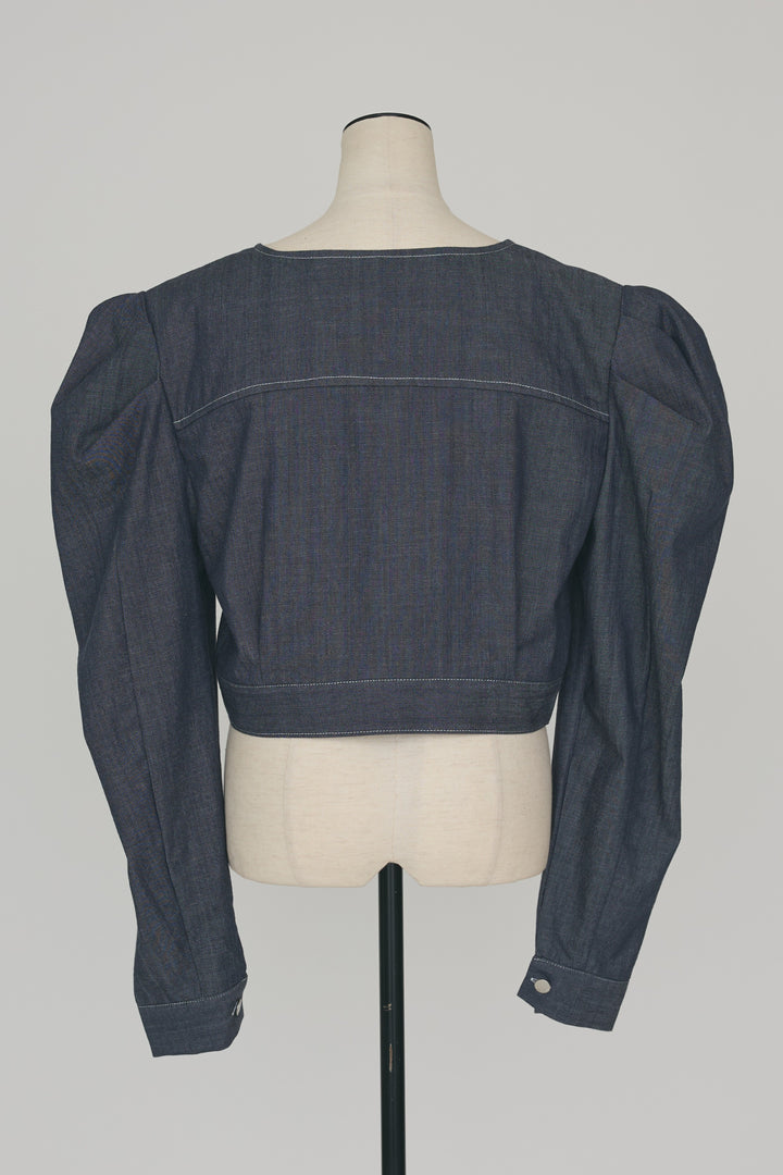 [予約]ステッチパフスリーブクロップドジャケット