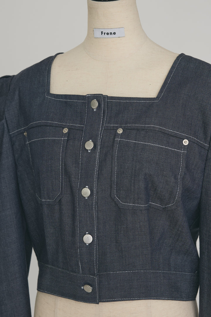 [予約]ステッチパフスリーブクロップドジャケット