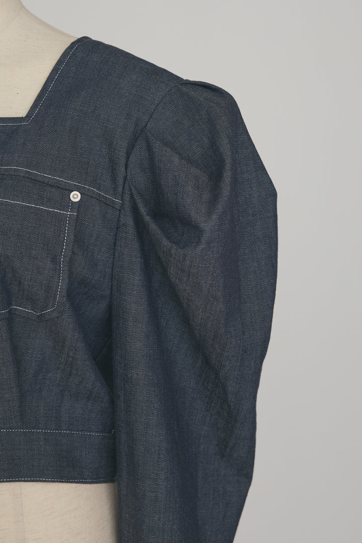 [予約]ステッチパフスリーブクロップドジャケット