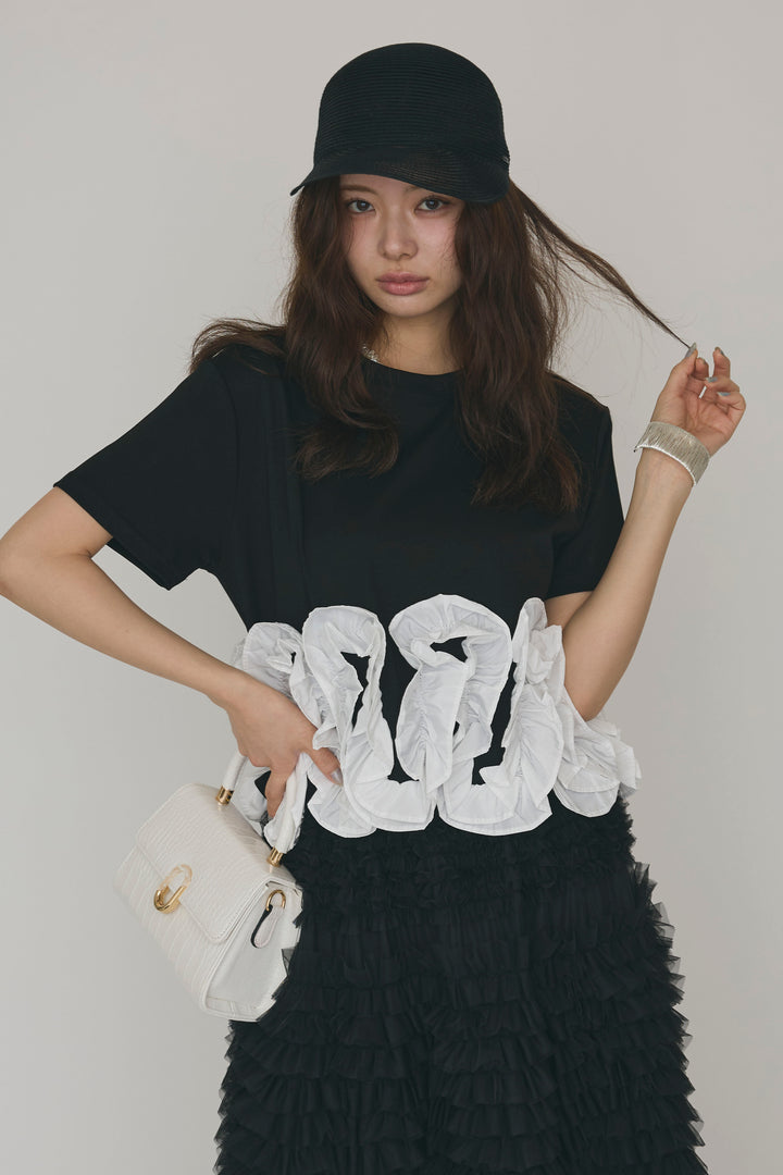 [予約]フリルウェーブヘムカットTシャツ