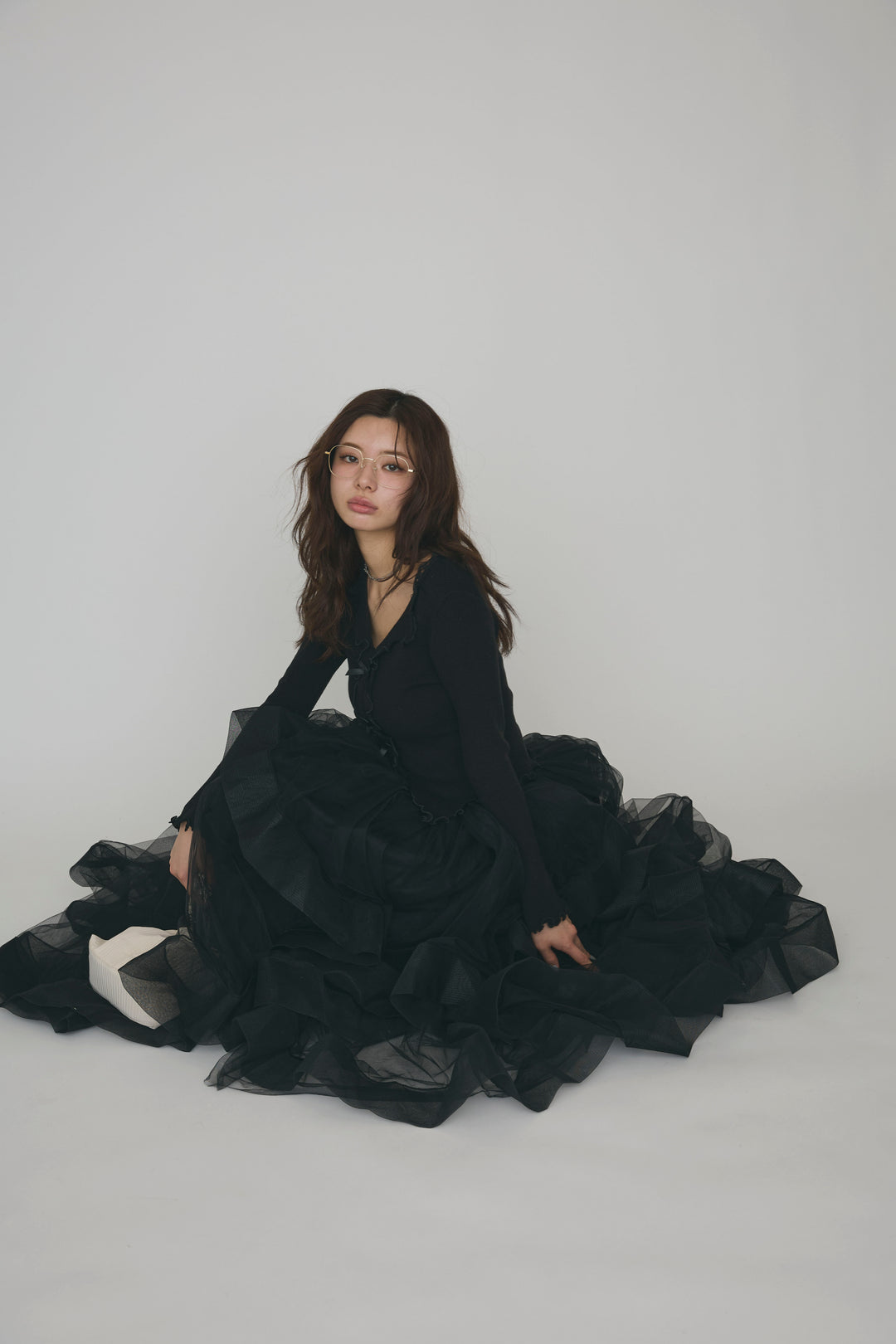 [予約/SET]ミニリボンフリルメロウニットトップス+ランダムフリルティアードボリュームスカート(2set)