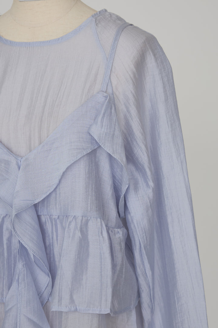[予約]ドレープフリルシアーレーヤードトップス