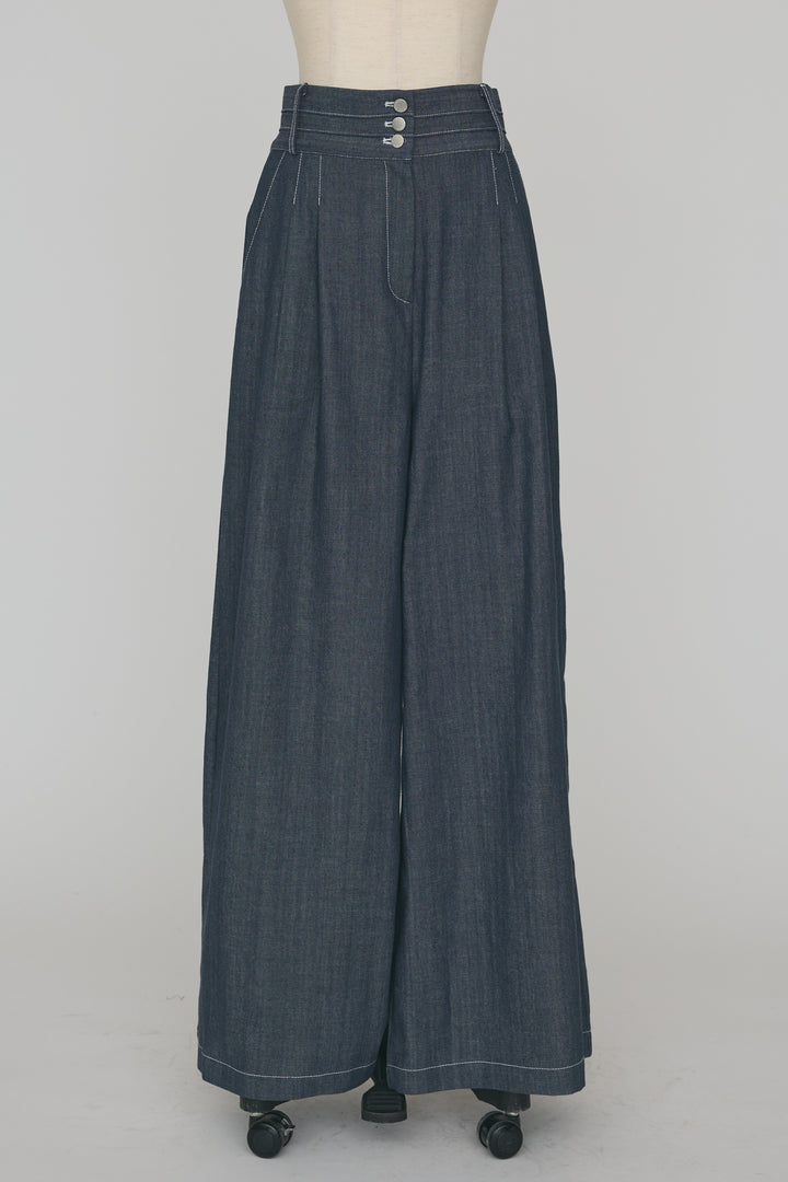 [予約]ステッチデザインハイウエストデニムパンツ