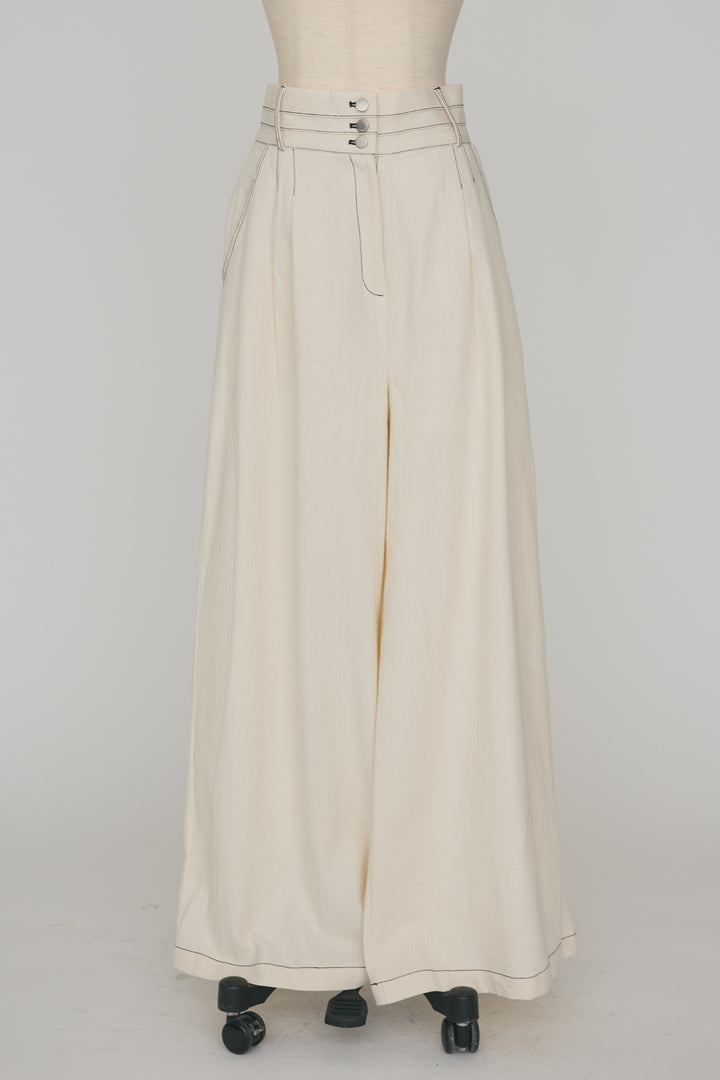 [予約]ステッチデザインハイウエストデニムパンツ