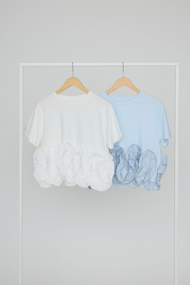 [予約/SET]フリルウェーブヘムカットTシャツ+フリルウェーブヘムカットTシャツ(2set)