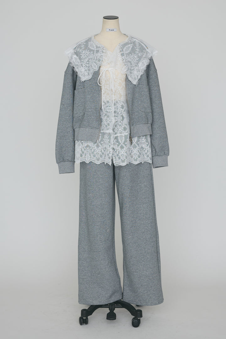 [予約]総レースカラーベストセットスウェットパンツセットアップ