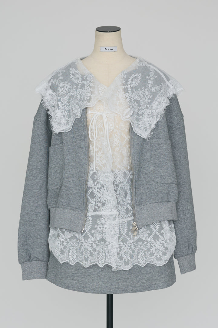 [予約]総レースカラーベストセットスウェットスカートセットアップ