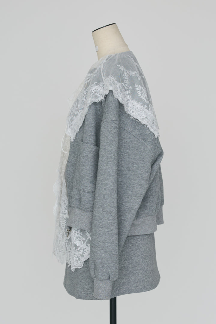 [予約]総レースカラーベストセットスウェットスカートセットアップ