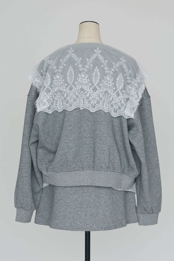 [予約]総レースカラーベストセットスウェットスカートセットアップ