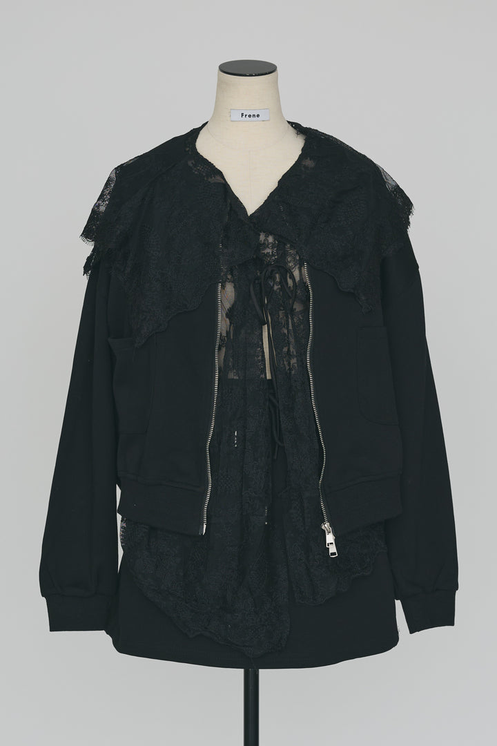 [予約]総レースカラーベストセットスウェットスカートセットアップ