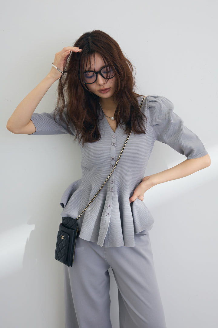 [予約]美ラインペプラムハーフスリーブニット