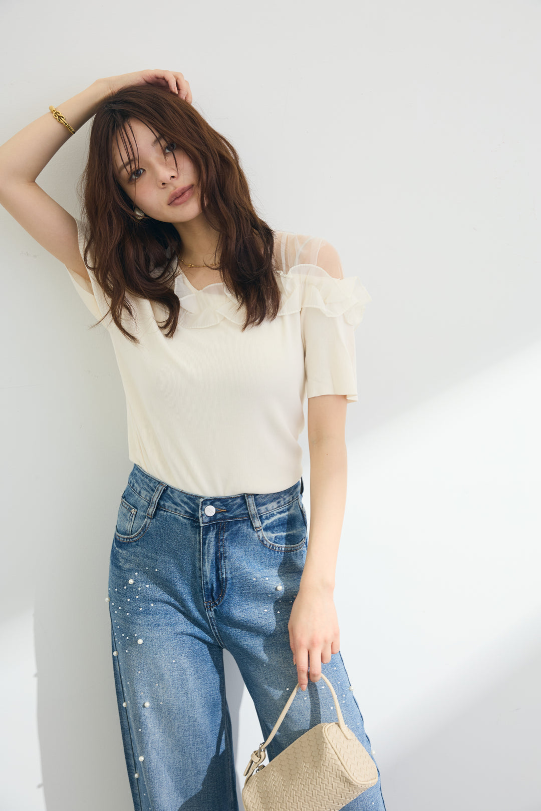 [予約]シースルー×フリルドッキングトップス