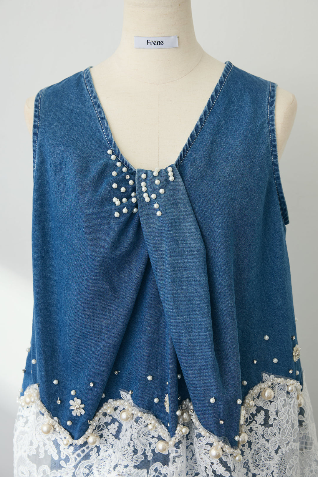 [予約]レースデコラティブパールデニムセットアップ