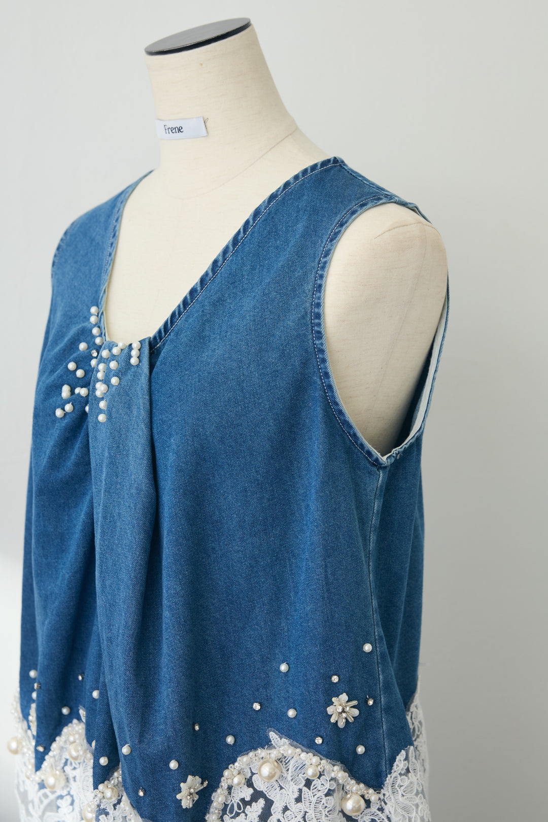 [予約]レースデコラティブパールデニムセットアップ