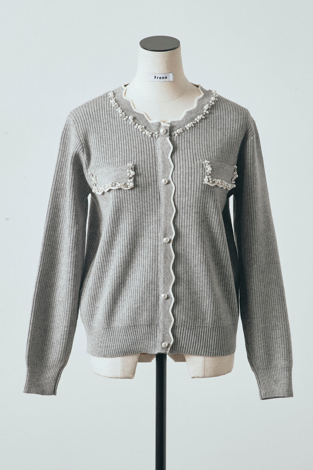 [予約]ビジューパールデザインニットカーデ