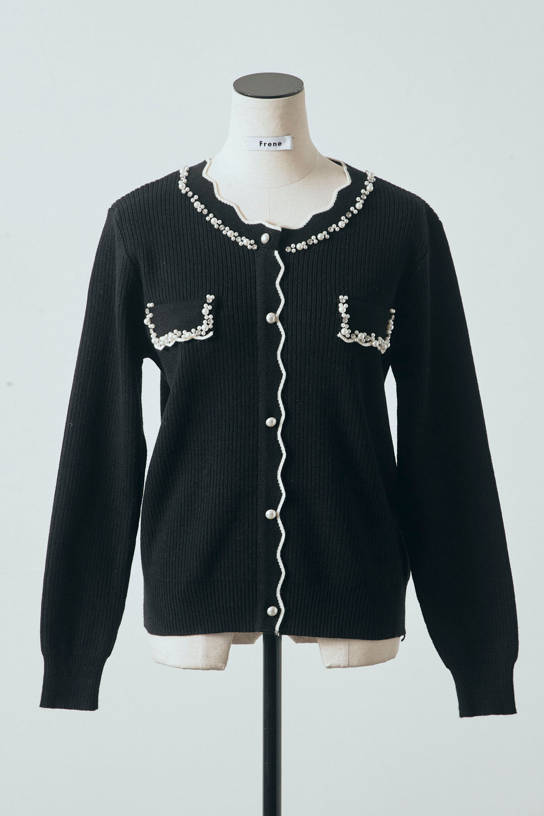 [予約]ビジューパールデザインニットカーデ