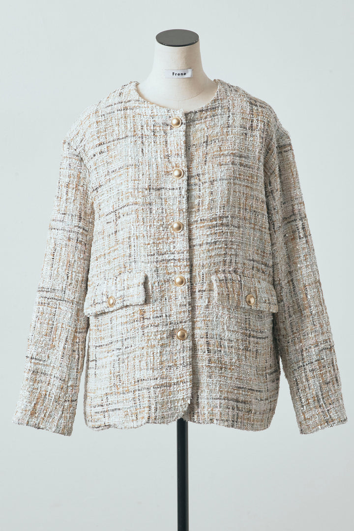 [予約]2wayチュールレイヤードツイードジャケット