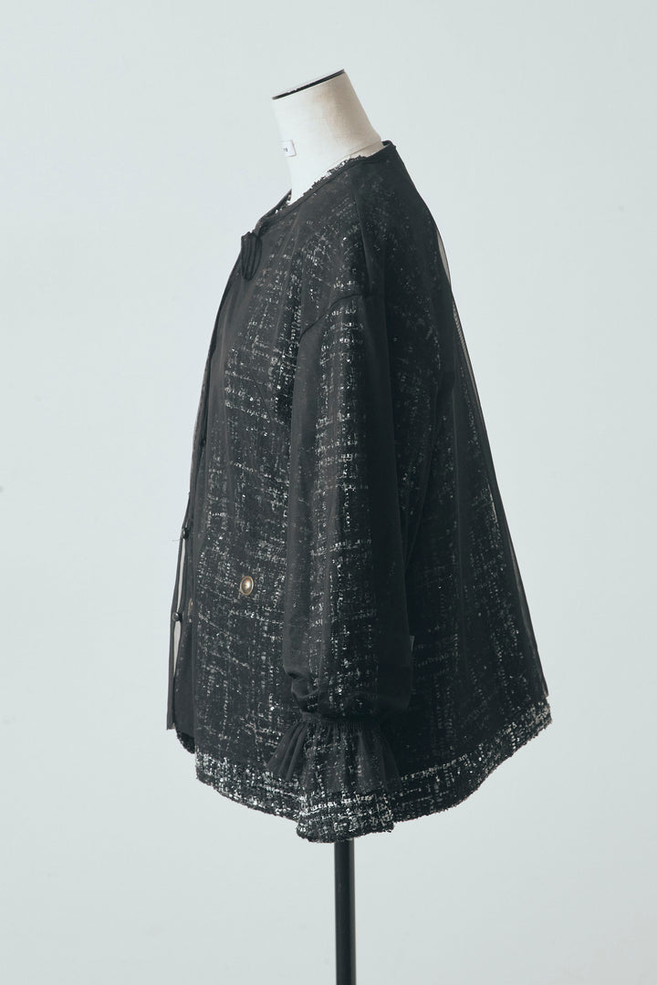 [予約]2wayチュールレイヤードツイードジャケット