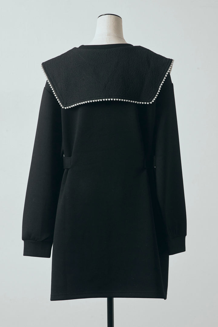 [予約]リボンパールモチーフウエストベルトミニワンピ