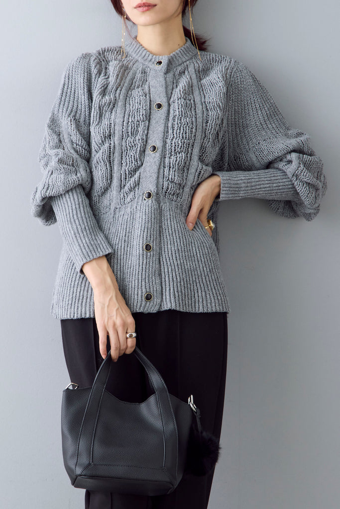 お値下げできます　TONAL ペプラムニットカーデ　グレー 3_5439dfc5-5632-4f90-940b-