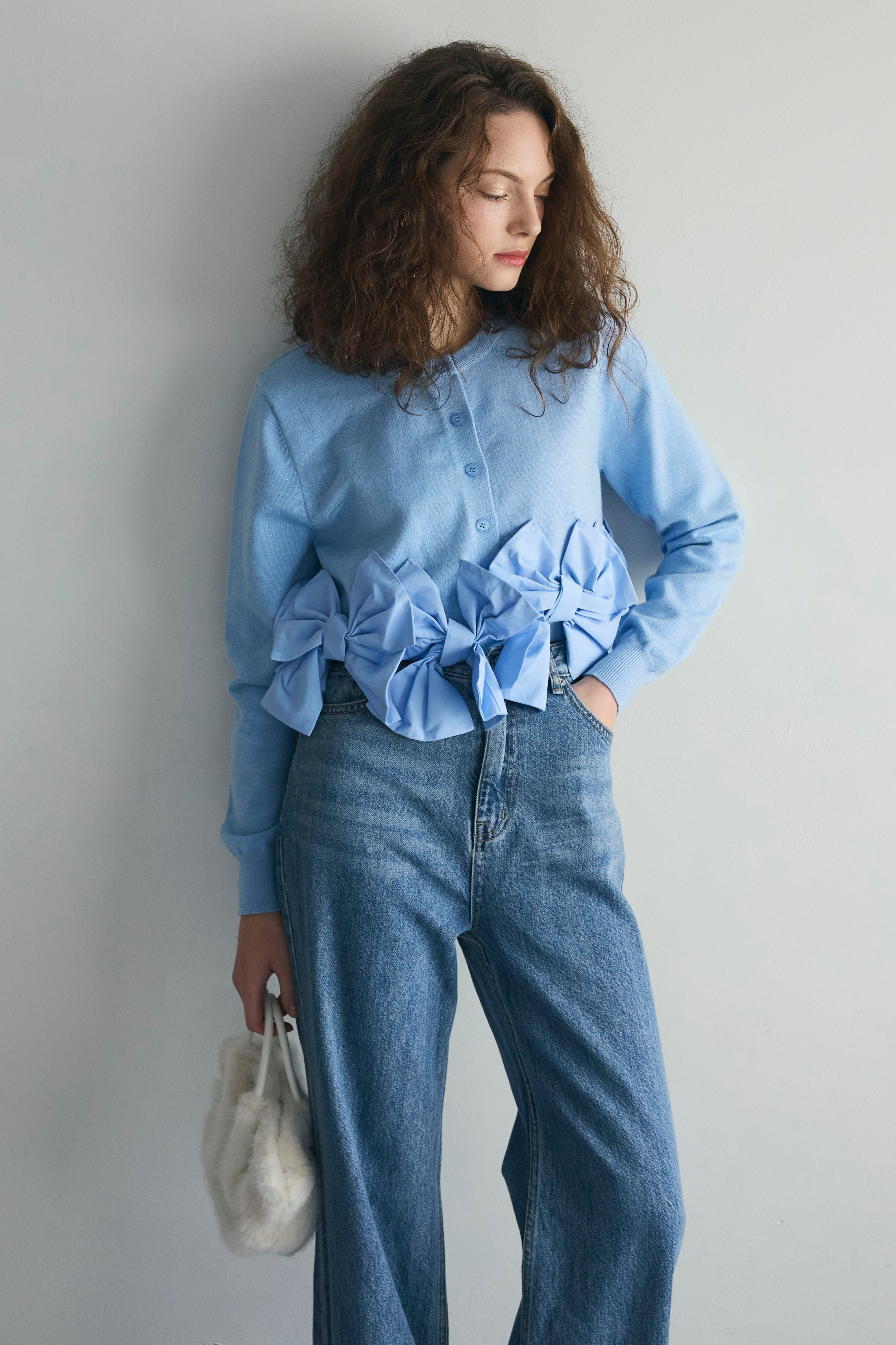 【新品未使用】ヘムリボンデザインショートカーディガンfrene 予約]ヘムリボンデザインショートカーデ – Frene