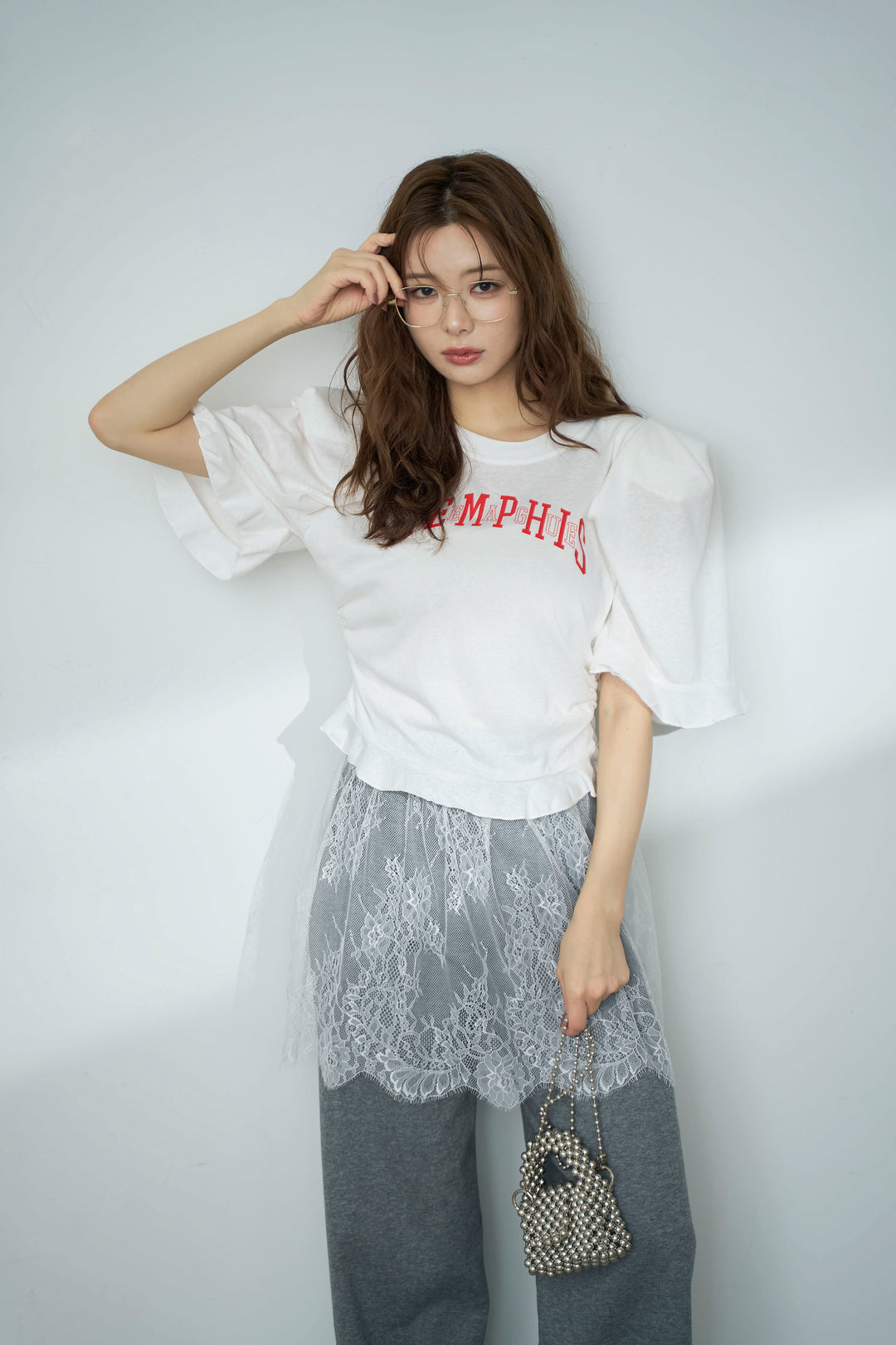 [予約]ロゴパフスリーブデザインTシャツ