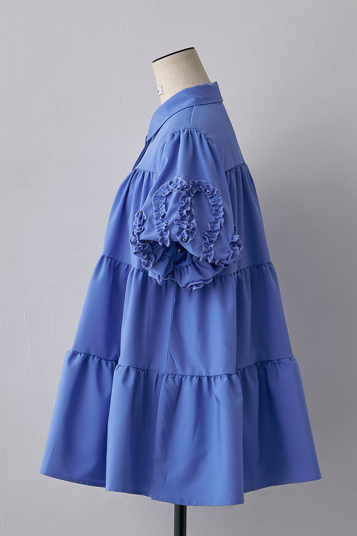 [予約]フリルウェーブスリーブティアードブラウス