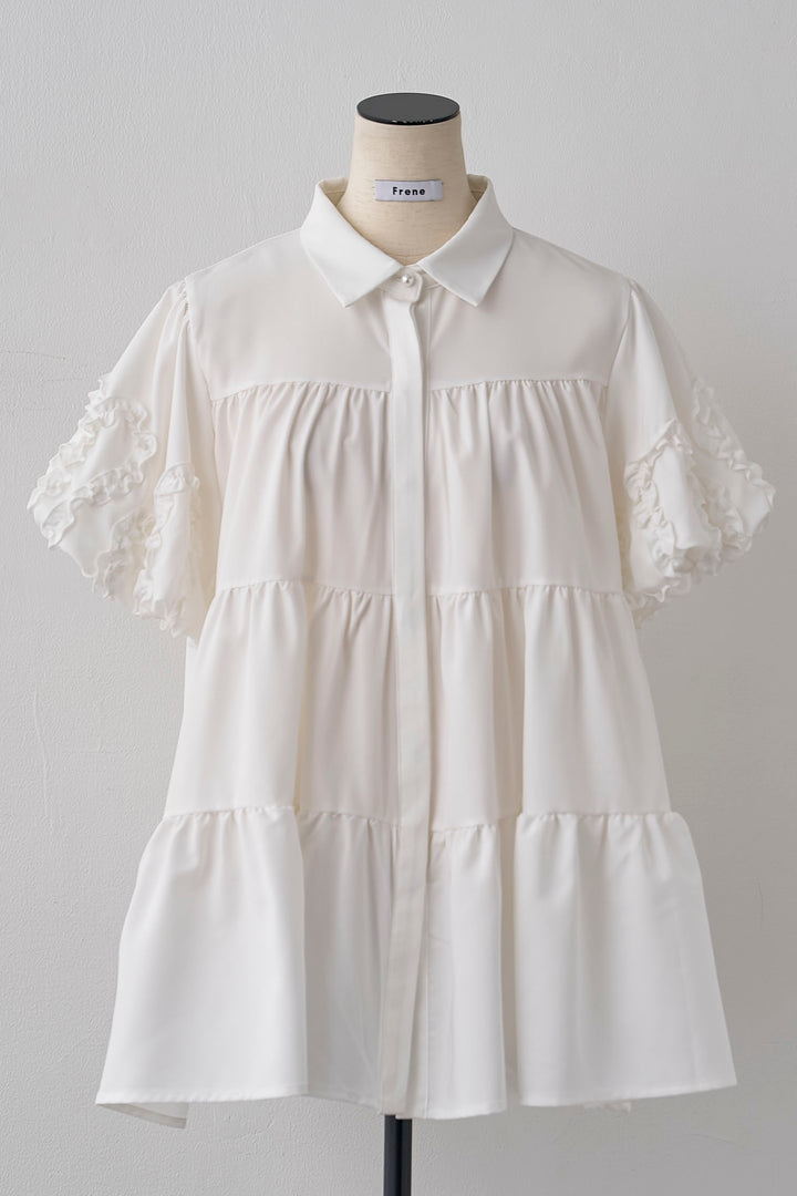 [予約]フリルウェーブスリーブティアードブラウス