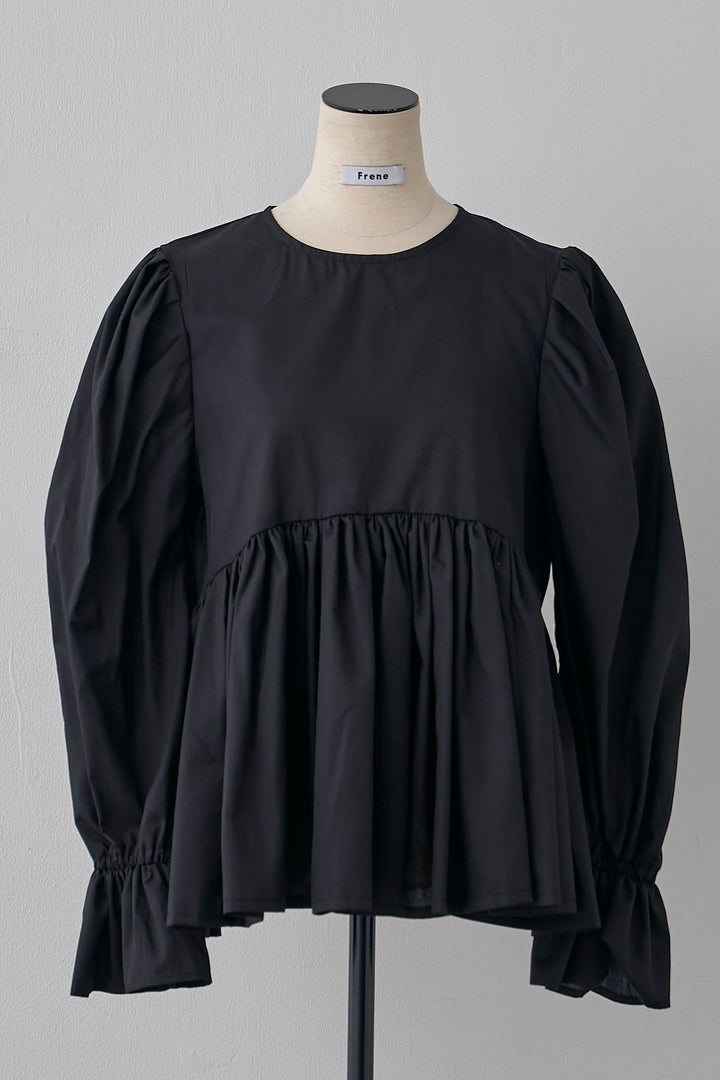 [予約]パフショルダーペプラムギャザーブラウス