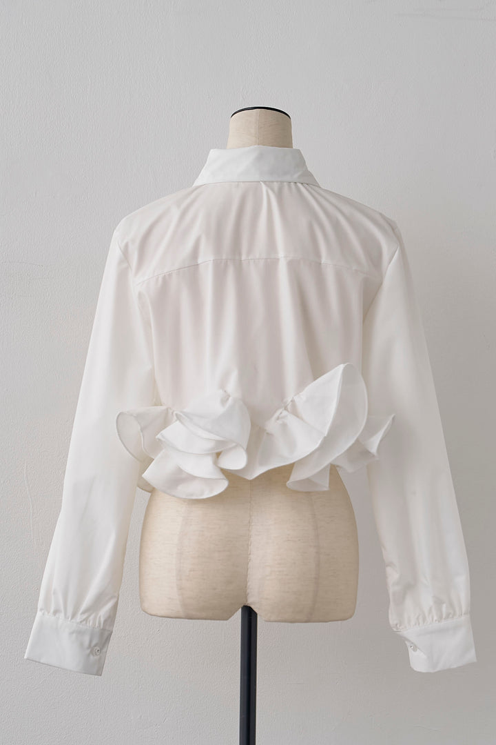 [予約]フリルヘムショート丈シャツ