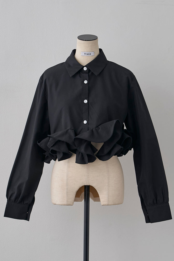 [予約]フリルヘムショート丈シャツ