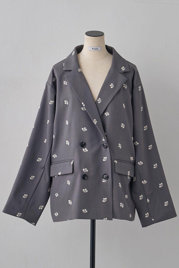 [予約]フラワー刺繍ツイルテーラードジャケット