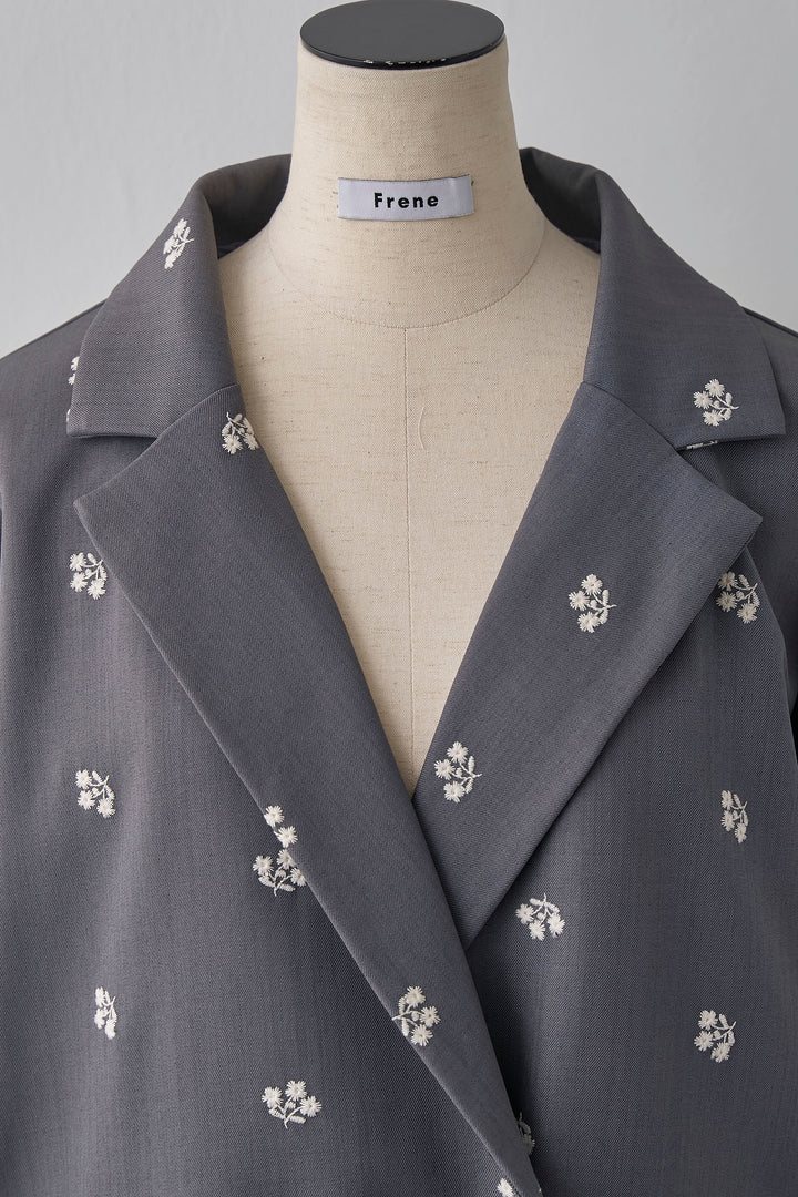 [予約]フラワー刺繍ツイルテーラードジャケット