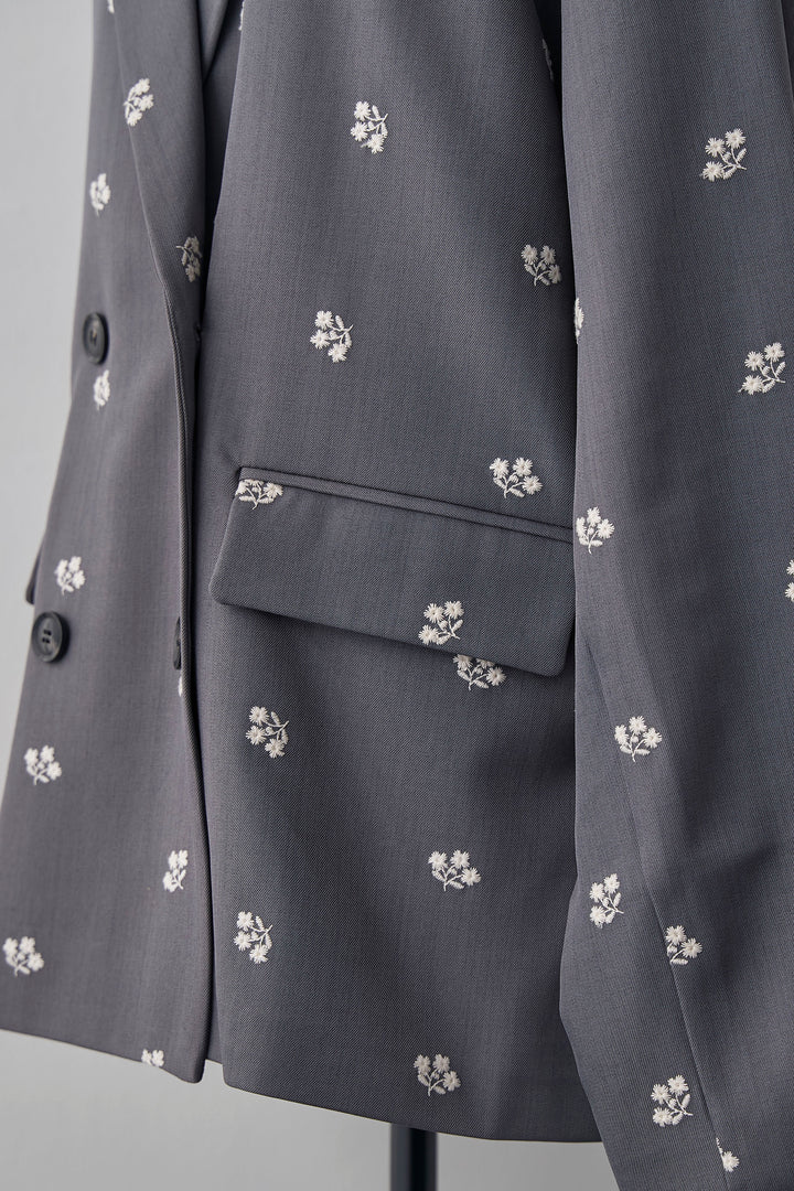[予約]フラワー刺繍ツイルテーラードジャケット