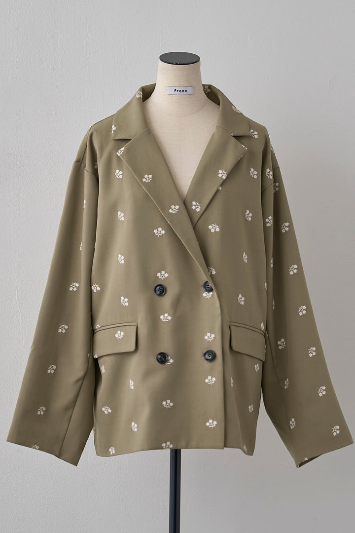 [予約]フラワー刺繍ツイルテーラードジャケット